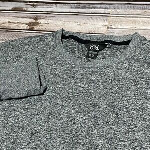 Athleta Girl Gray Long Sleeve Athletic Top Thumb‎ Holes XL 14